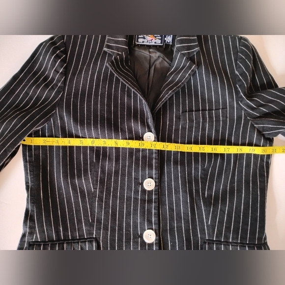 American Living Ralph Lauren Linen Cotton Blazer Black White Stripe Size 14 - Picture 13 of 16